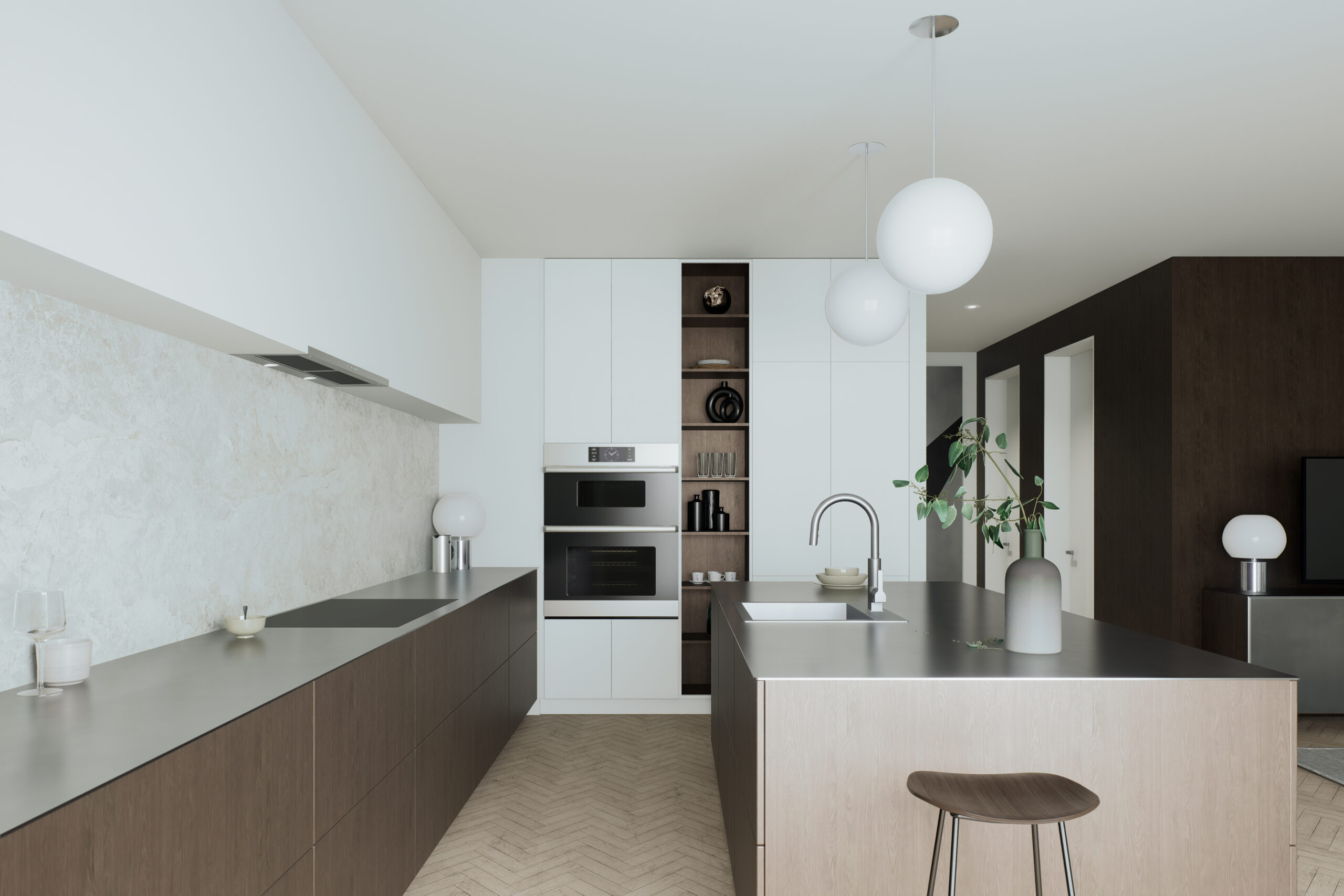 Cuisine moderne avec îlot central Groupe Investi à Sainte-Julie