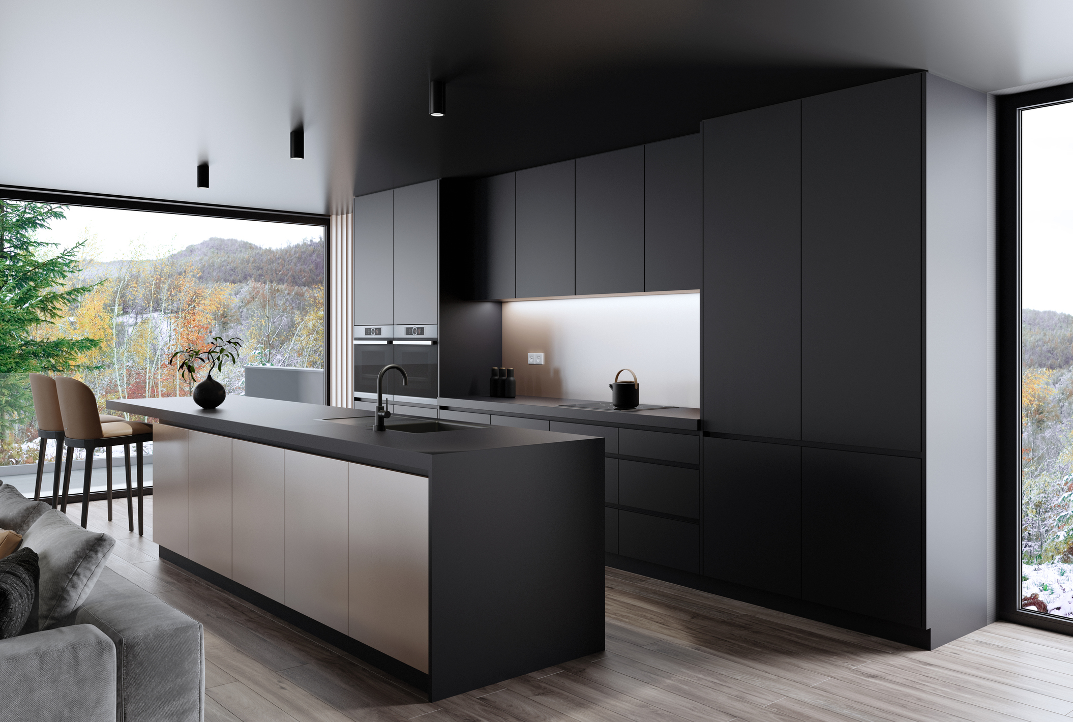 Cuisine moderne avec îlot central dans Construction neuve par Groupe Investi Rive-Sud de Montréal